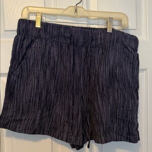 Time and Tru Navy Textured High-Waist Casual Shorts